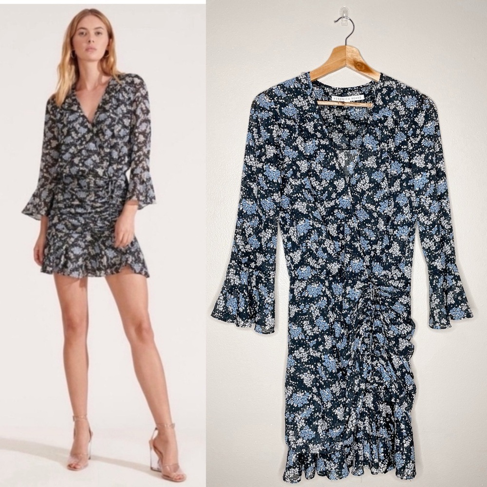 Veronica Beard | Sean Gathered Multicolor Petal Print Dress